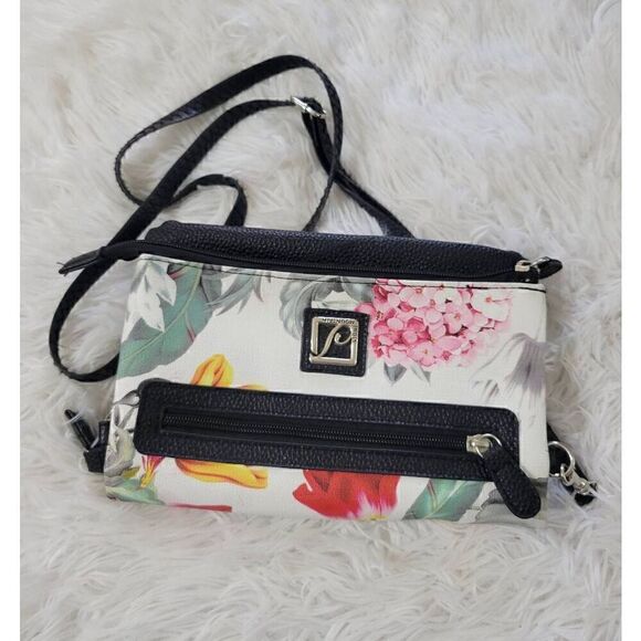 STONE MOUNTAIN USA Printed Floral Crossbody Wristlet Convertible White Leather H - Picture 1 of 15